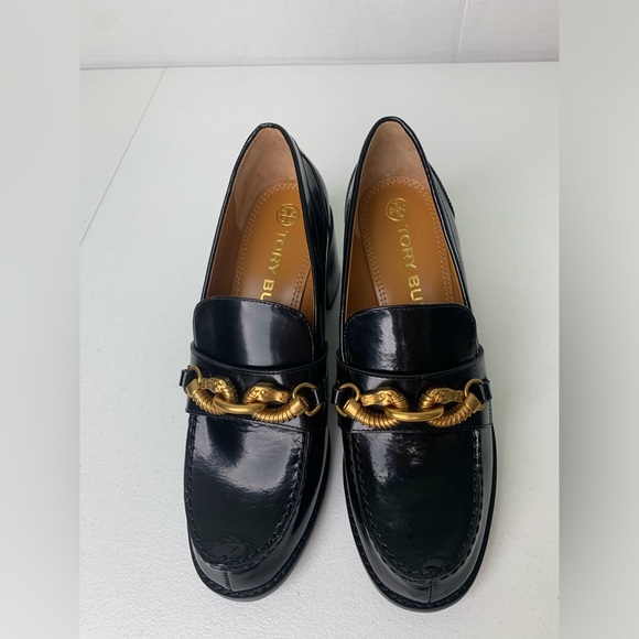Tory Burch Jessa Black 90s Chunky Style Horse Bit Equestrian Loafer Pumps SZ 8 - Picture 6 of 11
